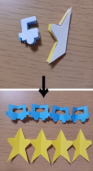 横に繋がる切り紙の作り方写真