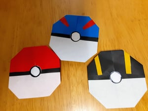 モンスターボールを折り紙で作る方法の説明画像