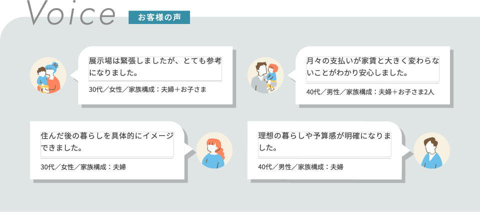 お客様の声。一条工務店に相談してよかったというお客様のご感想。